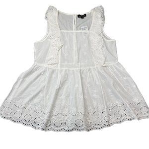 Suzanne Betro Womens‎ Tunic Top Size Medium Boho Peasant Embroidered White NWT